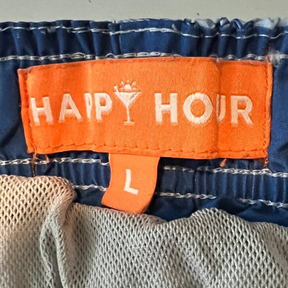 Happy Hour Scuba Diver Blue Swim Short Trunk Men's Size L - Picture 4 of 7